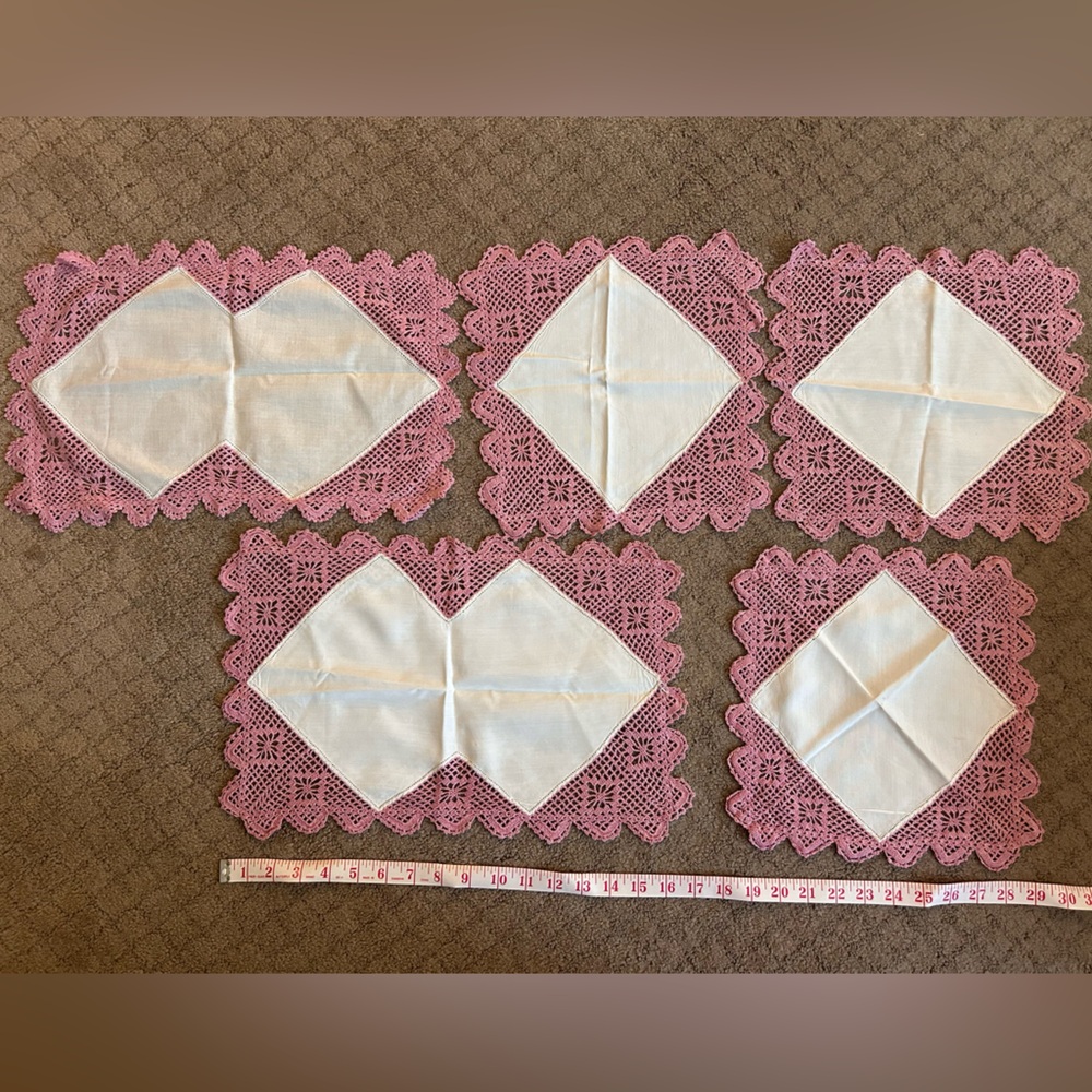 Lot of 5 Vintage Hand Crocheted Doilies